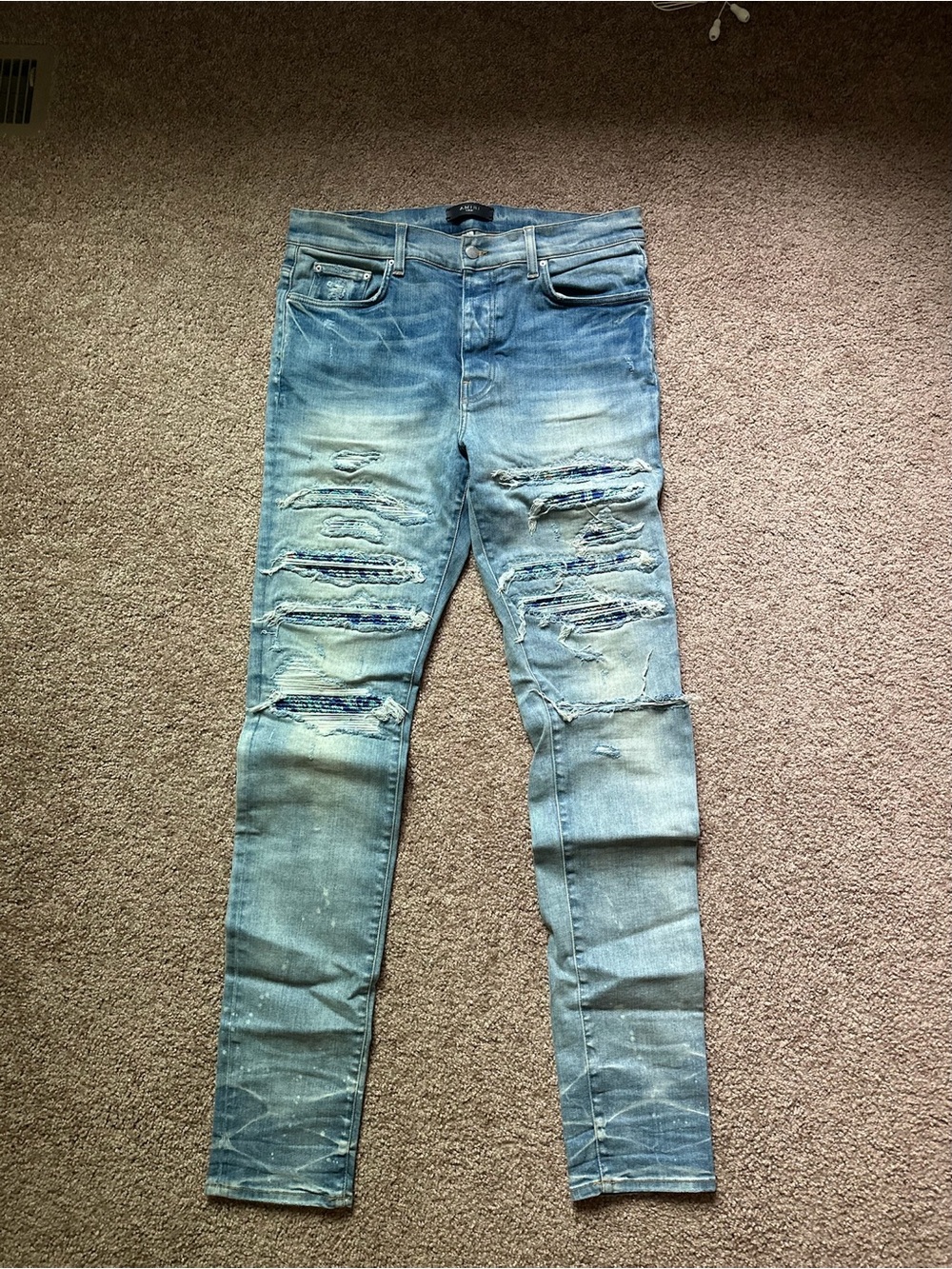 Amari Slim Ripped Light Blue bandana Men’s Jeans